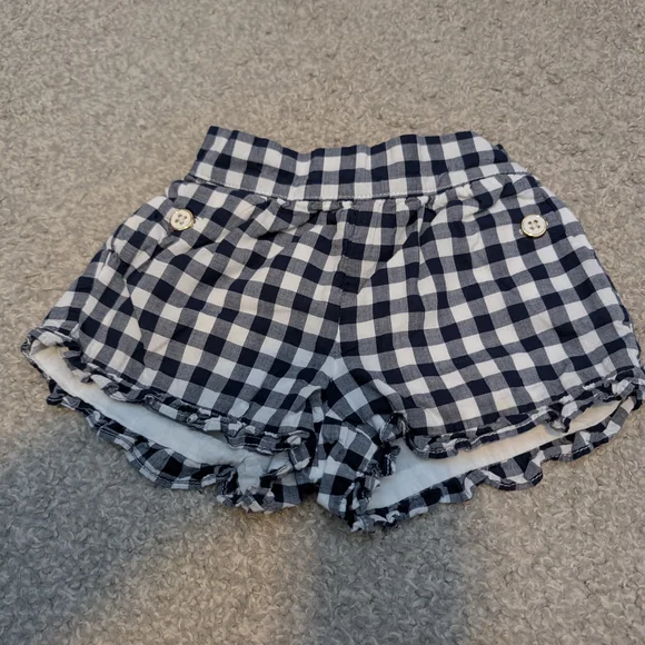 3 For $18 Janie and Jack Blue Gingham High Waist Shorts - Picture 3 of 6